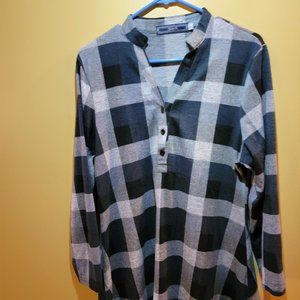 Grey, black and blue soft 3 button shirt